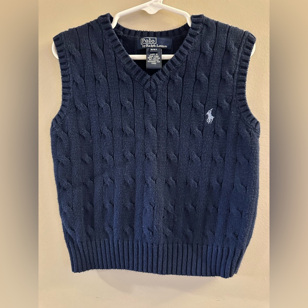 Polo by Ralph Lauren size 3/3T navy blue sweater vest great condition